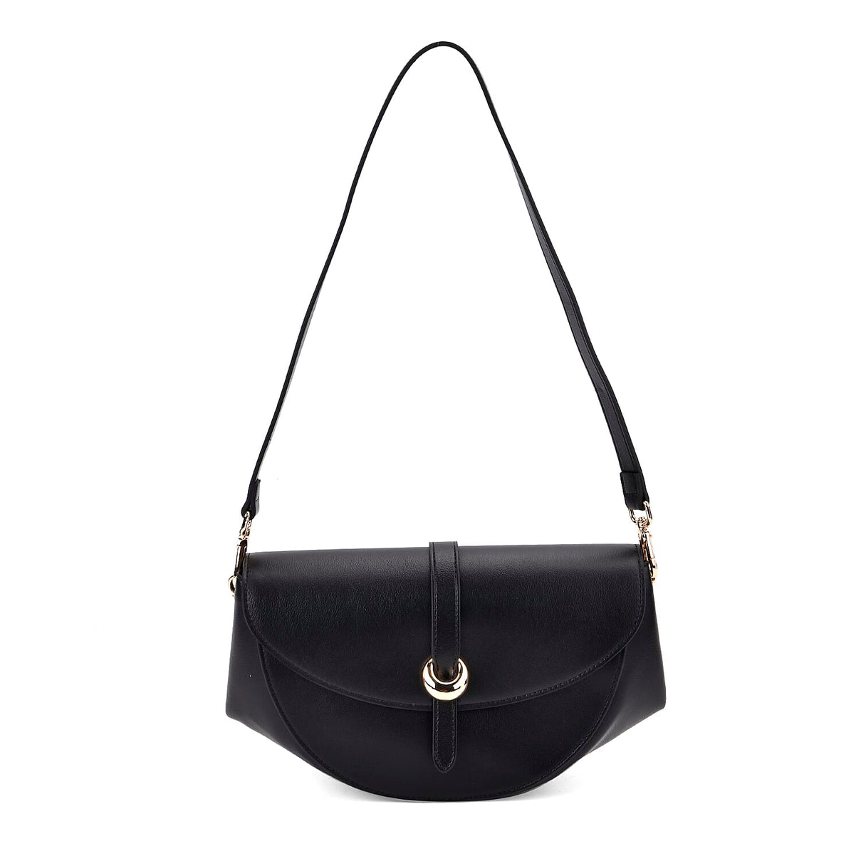 Grand Pelle Genuine Leather Shoulder Bag with Curved Flap and Adjustable Strap 8033664 0