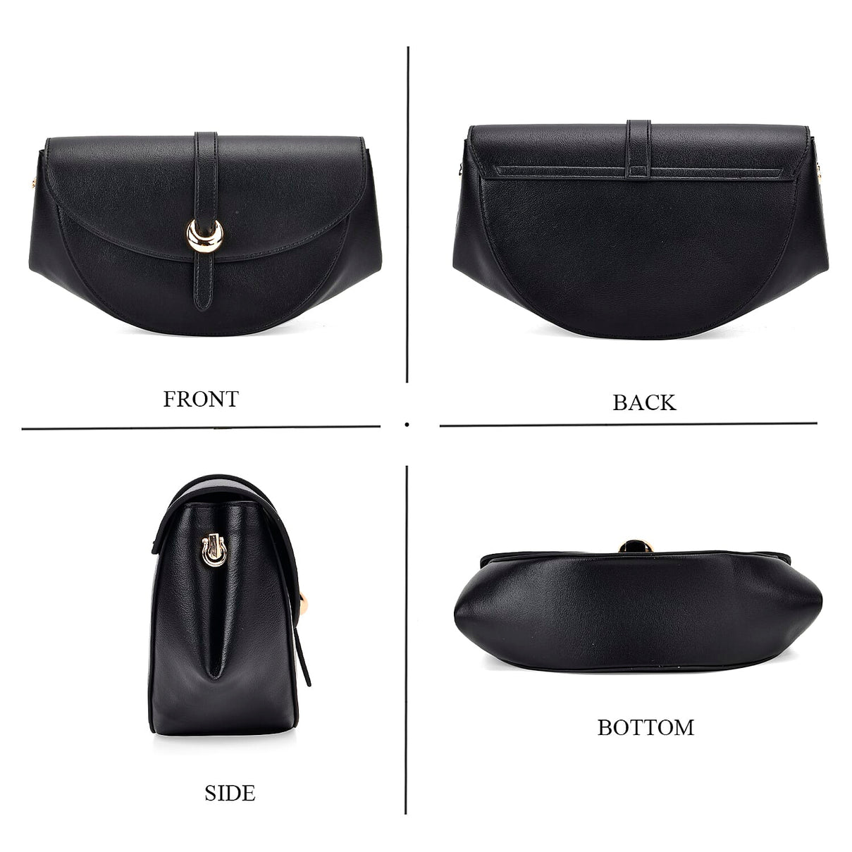 Grand Pelle Genuine Leather Shoulder Bag with Curved Flap and Adjustable Strap 8033664 4