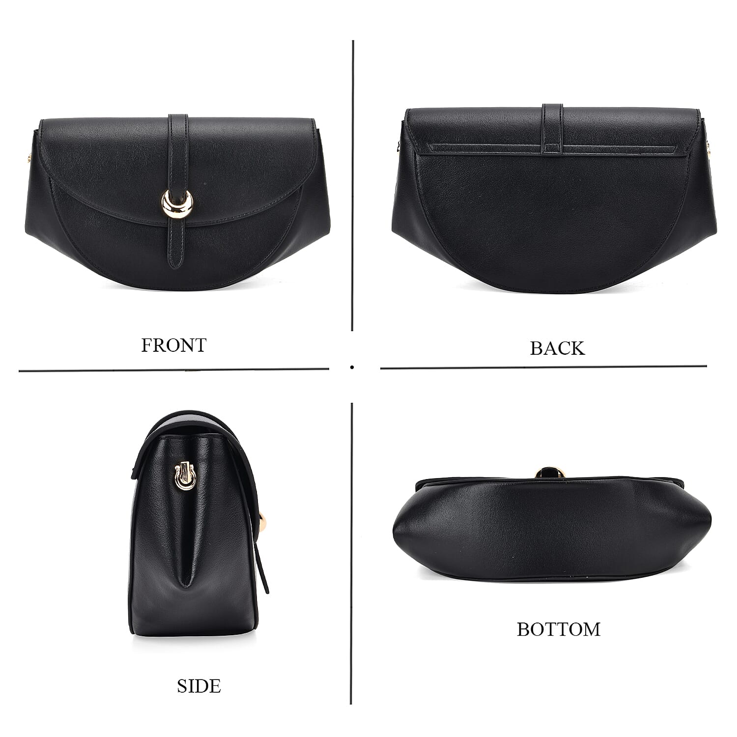Grand Pelle Genuine Leather Shoulder Bag with Curved Flap and Adjustable Strap 8033664 4