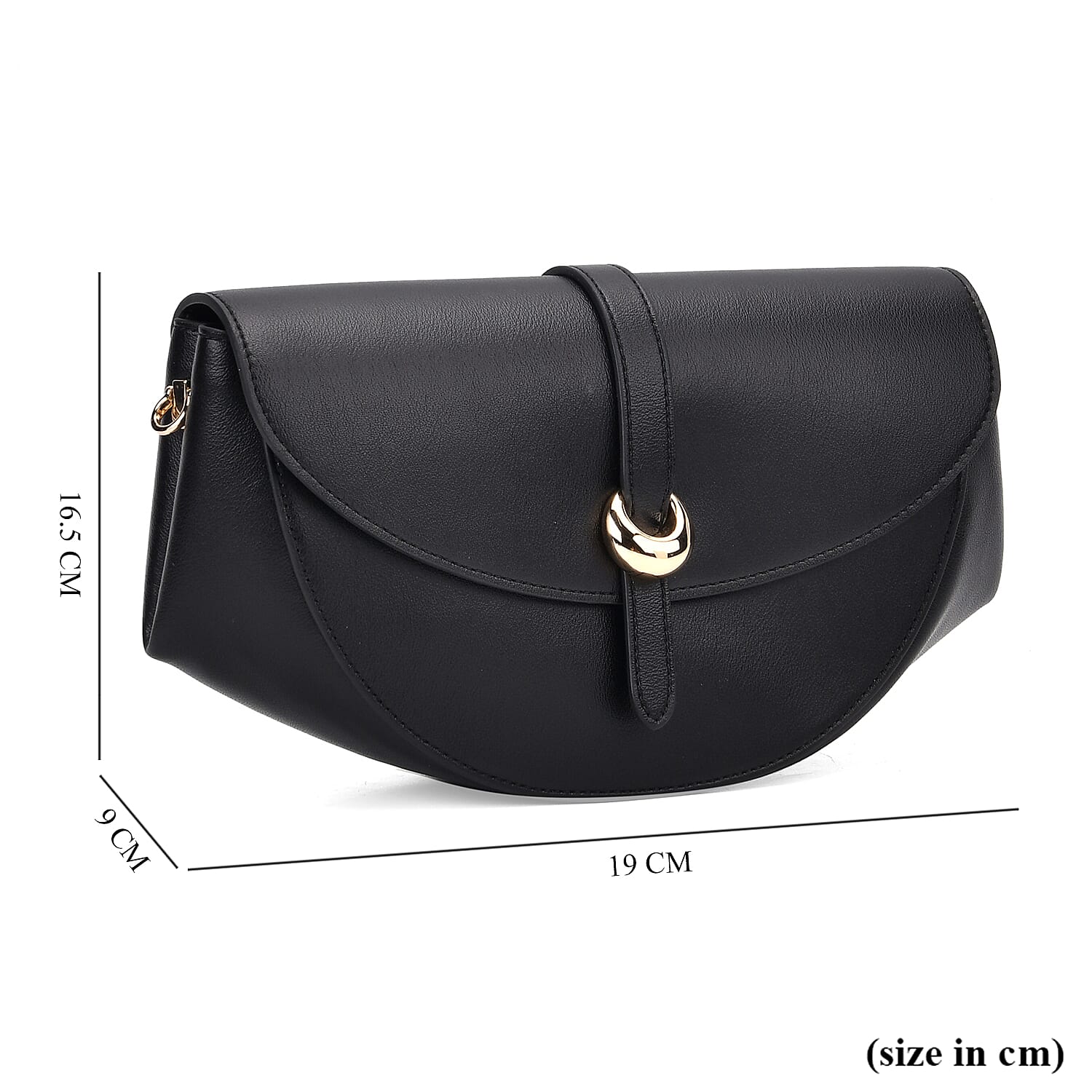 Grand Pelle Genuine Leather Shoulder Bag with Curved Flap and Adjustable Strap 8033664 7