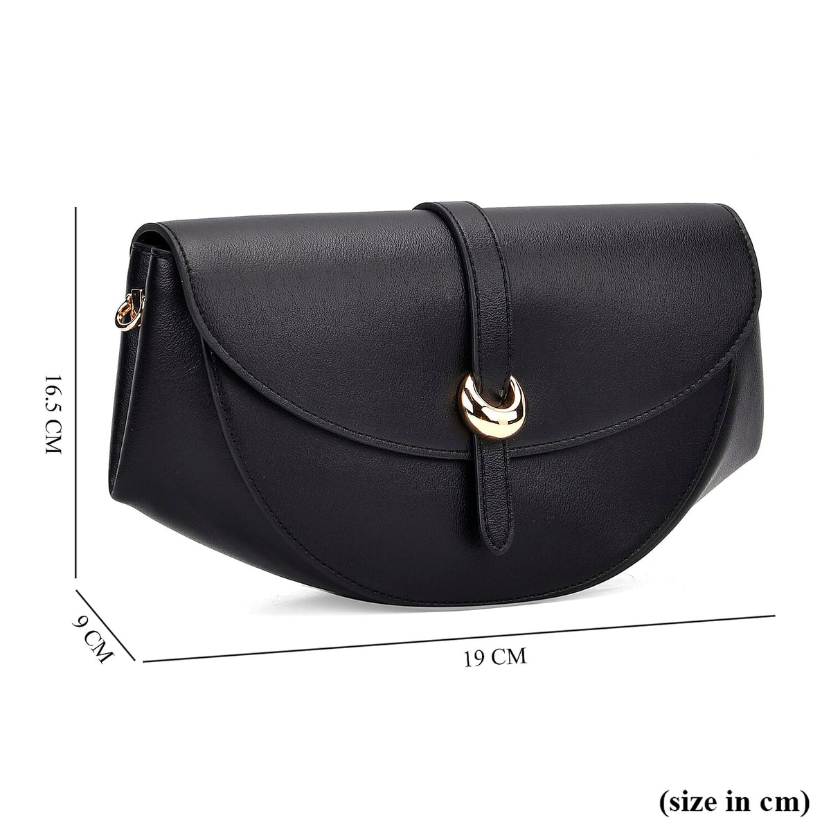 Genuine Leather Shoulder Bag with Curved Design - Black 8033678 7