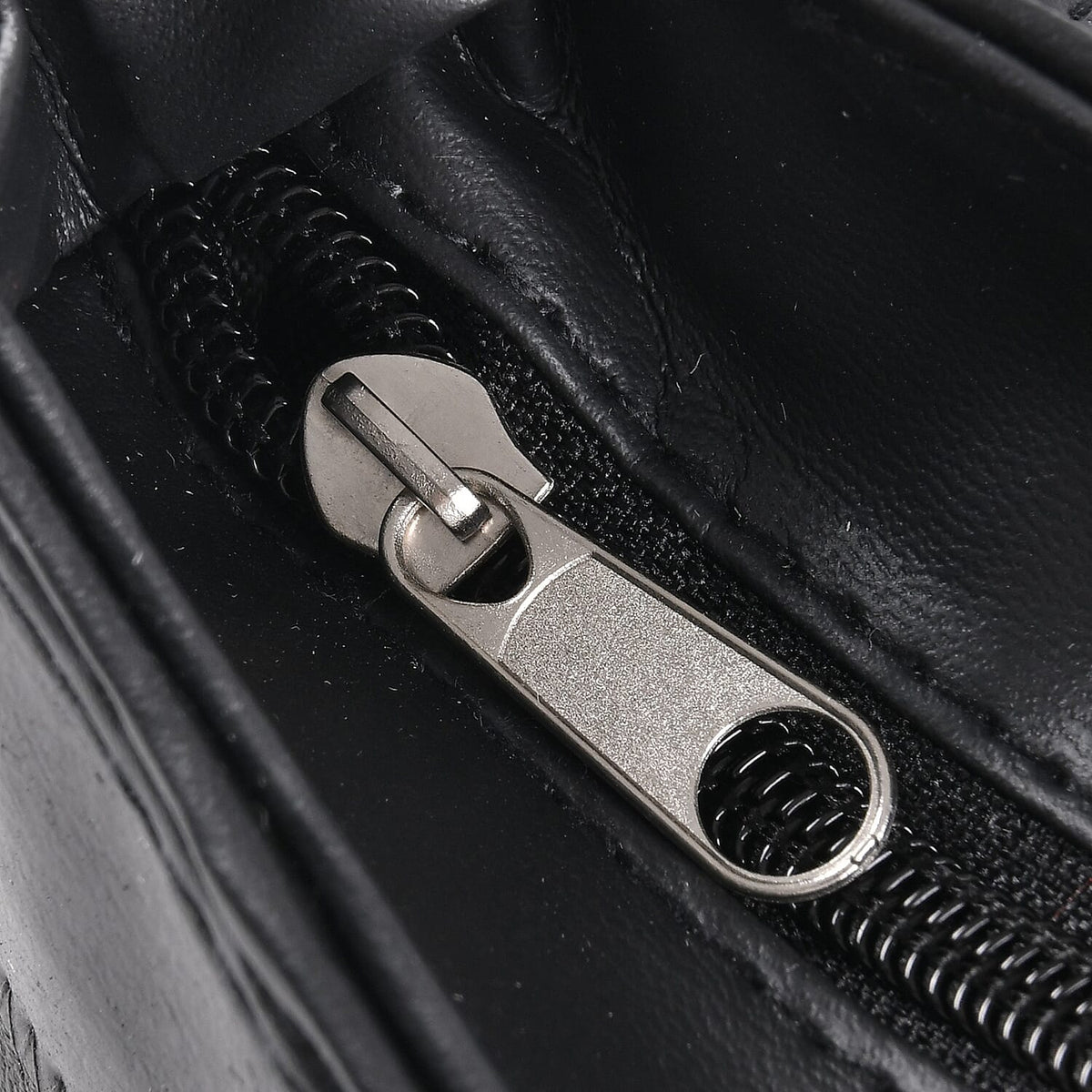 100% Leather Crossbody Bag with Adjustable Shoulder Strap - Black 8099214 6