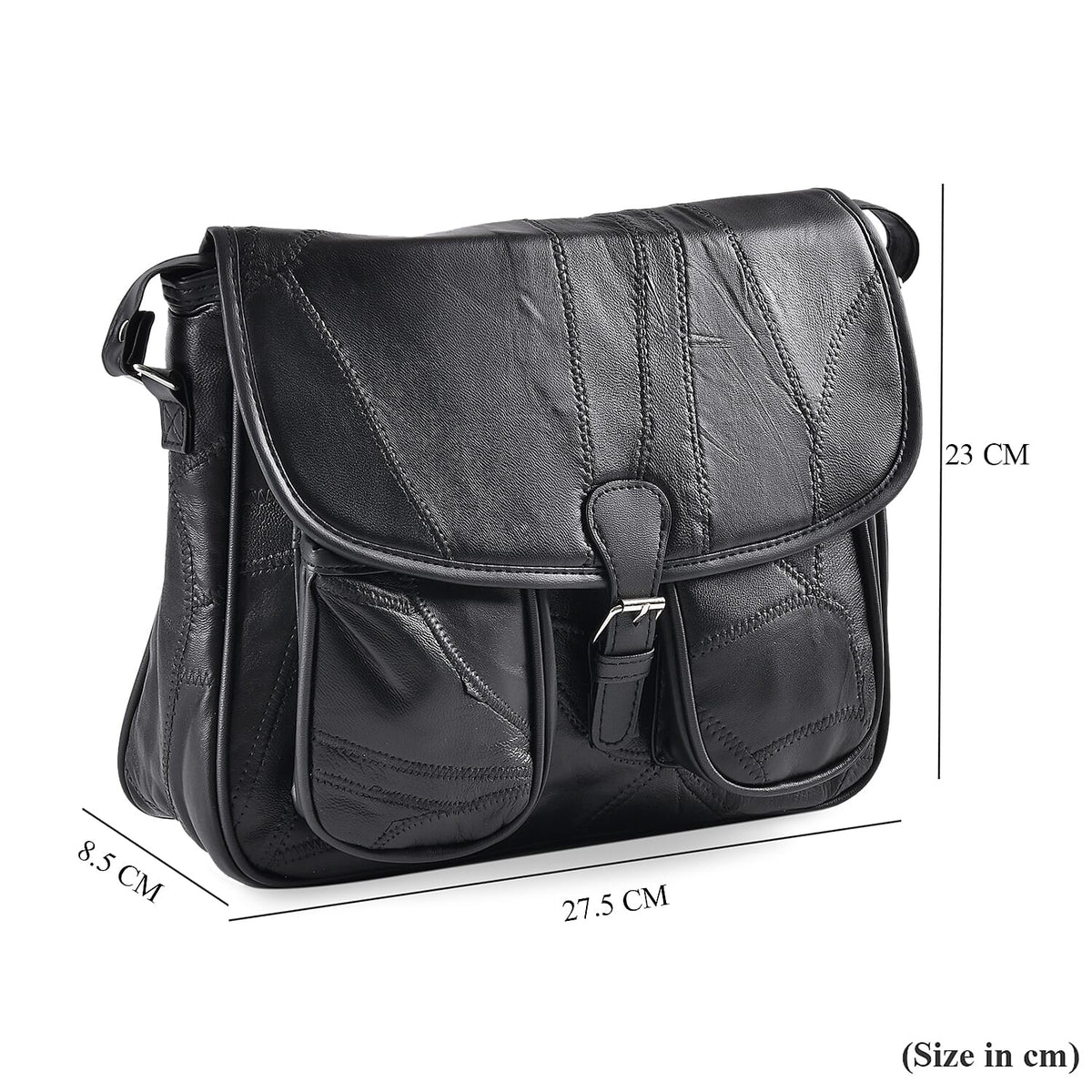 100% Leather Crossbody Bag with Adjustable Shoulder Strap - Black 8099214 7