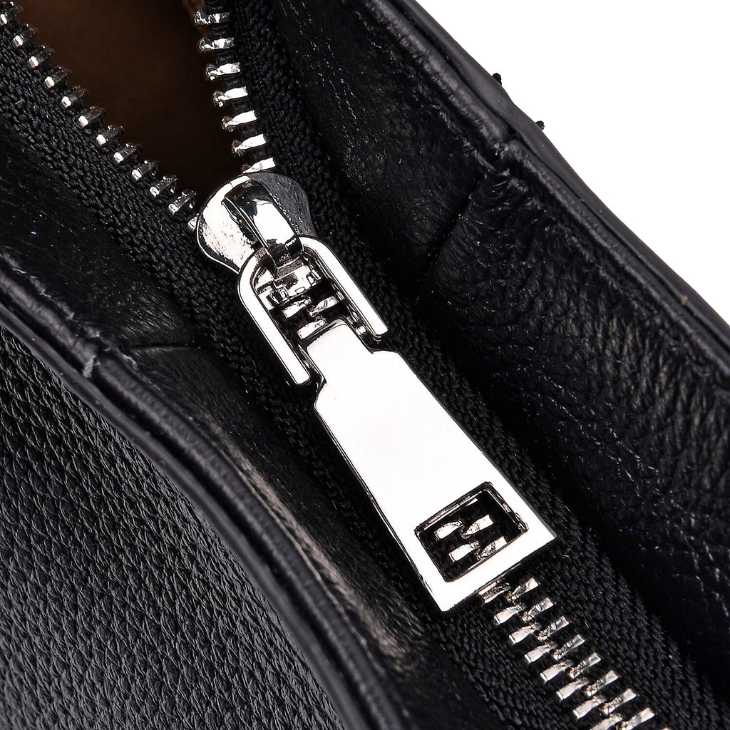 Hongkong Closeout Deal - 100% Genuine Leather Litchi Embossed Crossbody Bag - Black