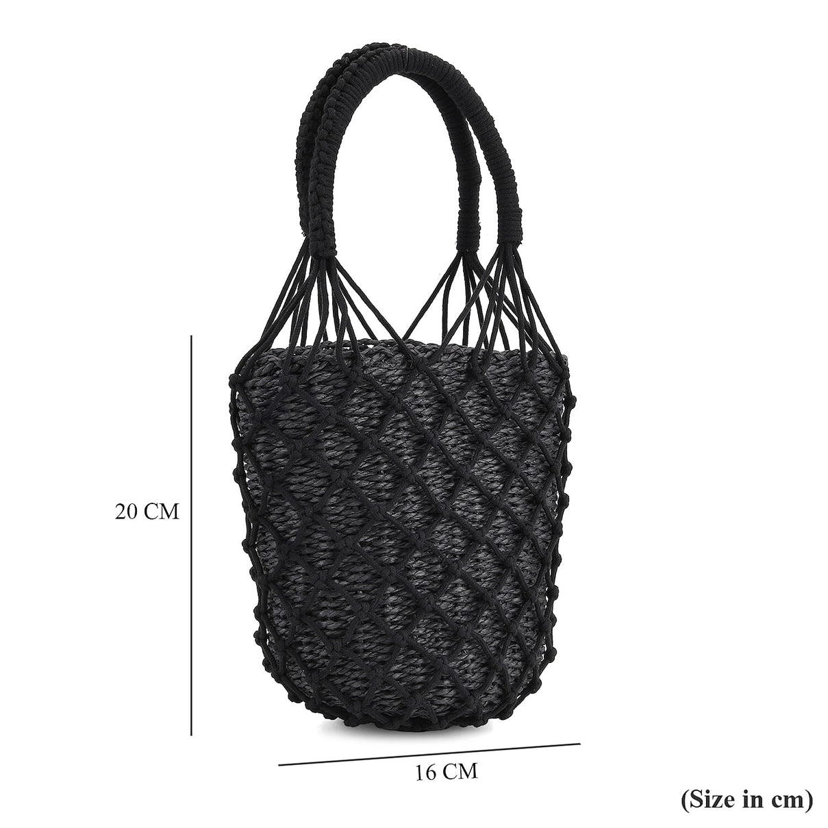 Bohemian Style Fishnet Bucket Bag - Black 8044496 6