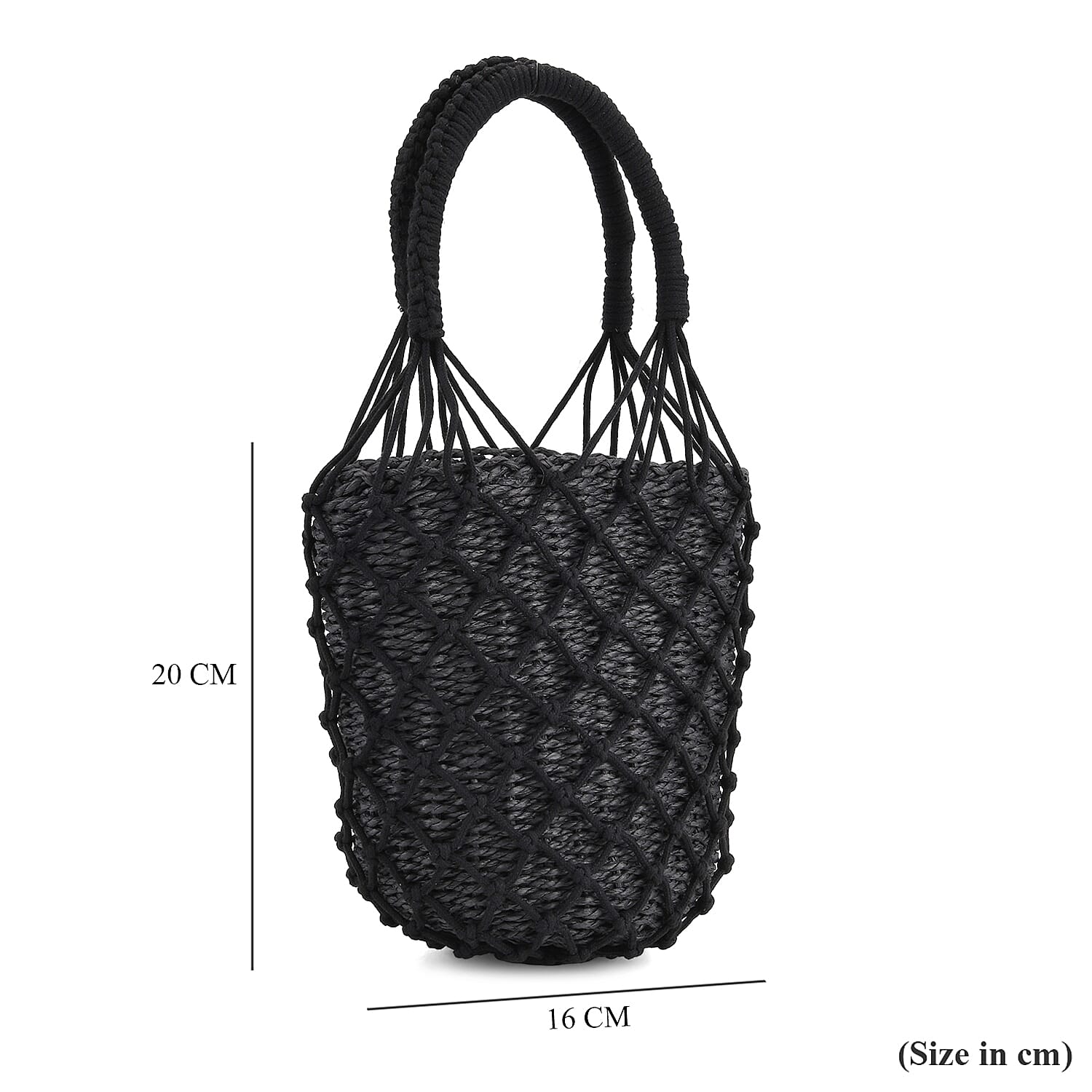 Bohemian Style Fishnet Bucket Bag - Black 8044496 6