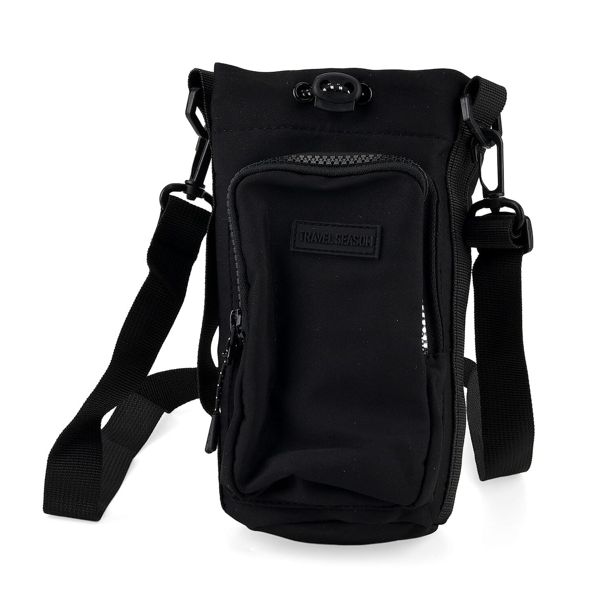 Insulated Style Coffee-Water Bottle Carrier with Wide Crossbody Strap - Black 8430904 0