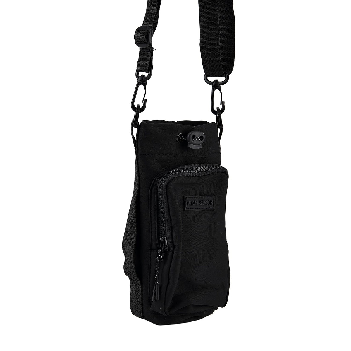Insulated Style Coffee-Water Bottle Carrier with Wide Crossbody Strap - Black 8430904 5