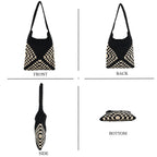 Granny Square Pattern Crochet Slouchy Tote Bag - Black White