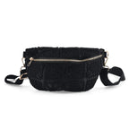 Crochet Crescent Sling Bag with Adjustable Strap - Black
