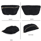 Crochet Crescent Sling Bag with Adjustable Strap - Black