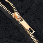Crochet Crescent Sling Bag with Adjustable Strap - Black