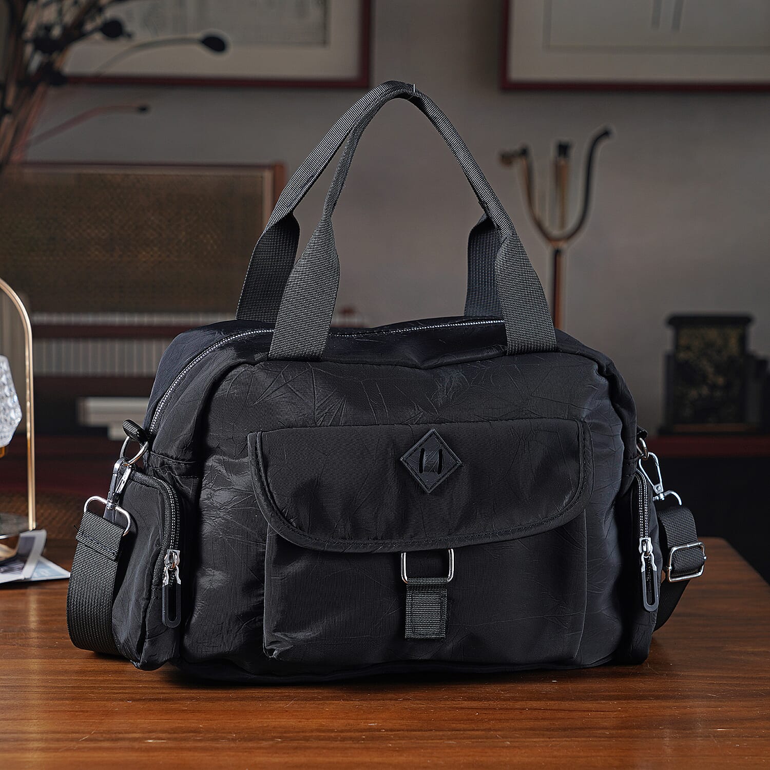 Multi-Pocket Handbag with Crossbody Strap (120 cm) - Black 8230593 2