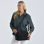 Multi-Pocket Handbag with Crossbody Strap (120 cm) - Black