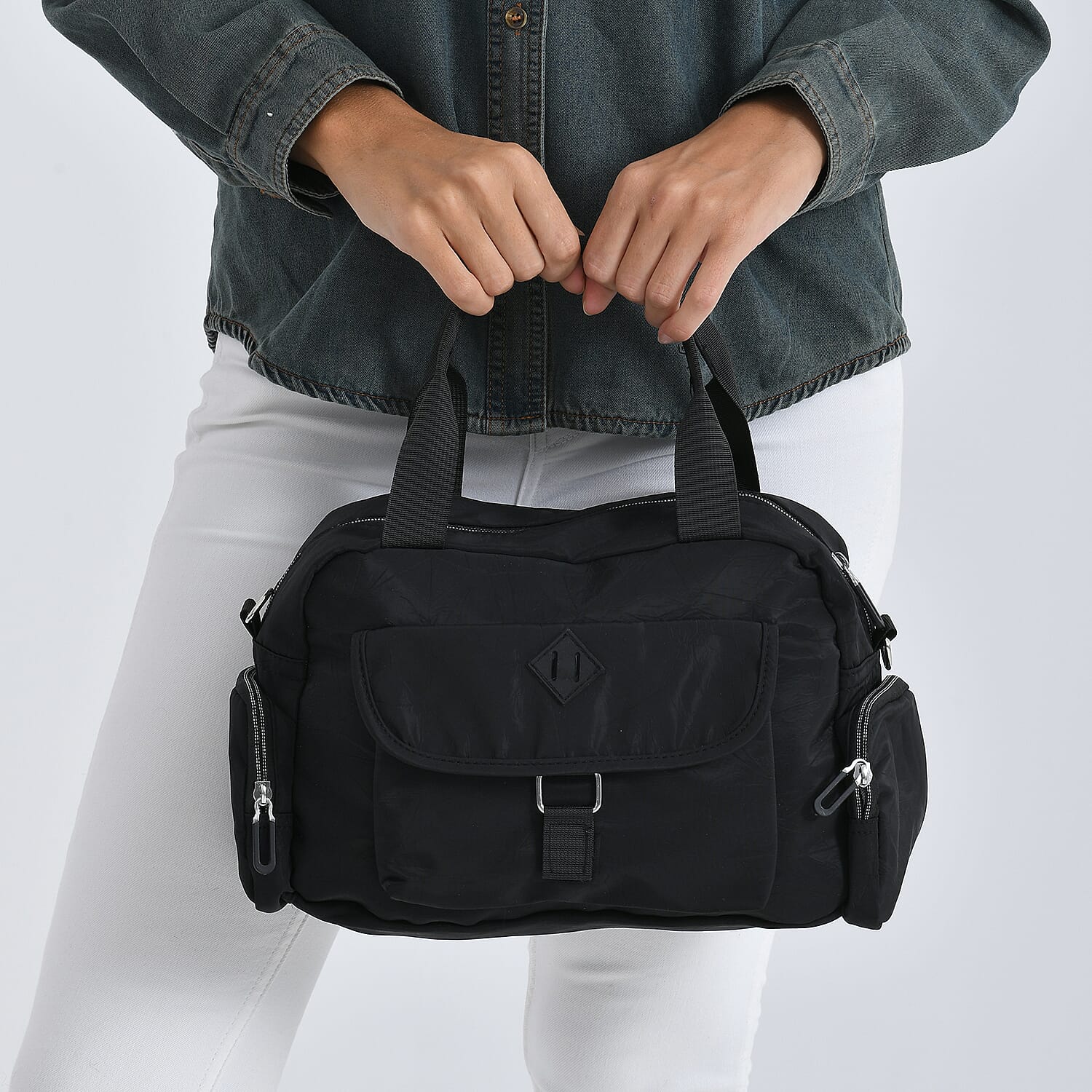 Multi-Pocket Handbag with Crossbody Strap (120 cm) - Black 8230593 4