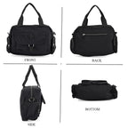 Multi-Pocket Handbag with Crossbody Strap (120 cm) - Black