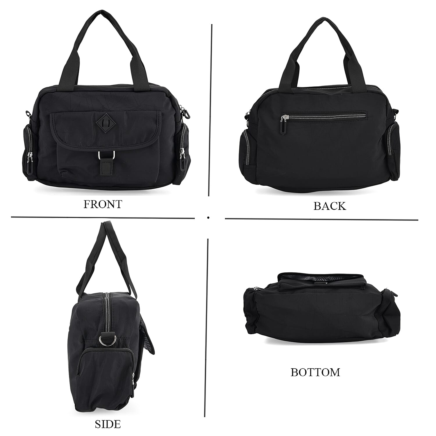 Multi-Pocket Handbag with Crossbody Strap (120 cm) - Black 8230593 5