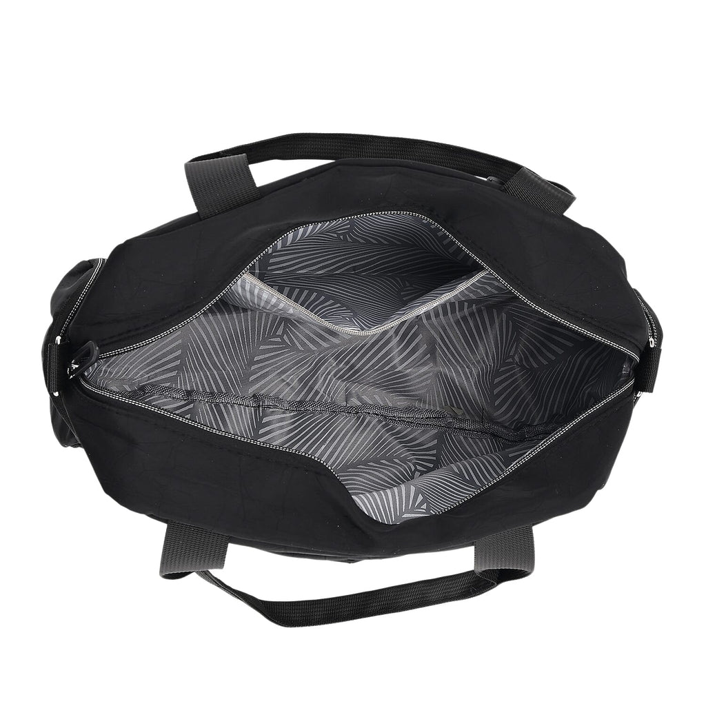 Multi-Pocket Handbag with Crossbody Strap (120 cm) - Black