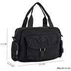 Multi-Pocket Handbag with Crossbody Strap (120 cm) - Black