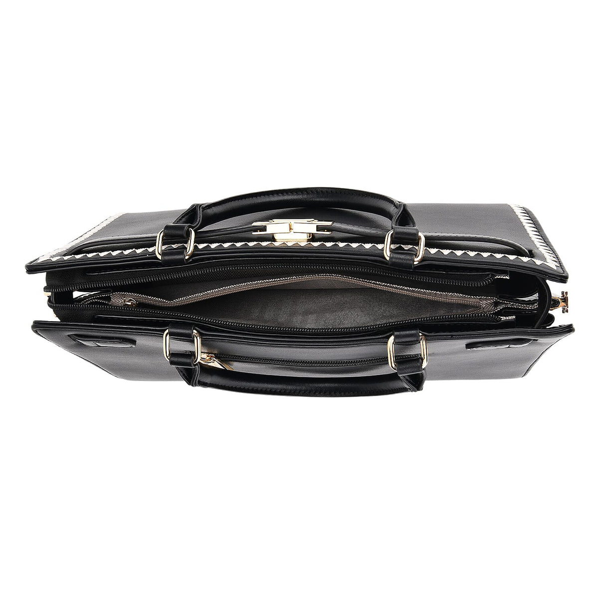 Set of 2 Pearl-Trim Crossbody Satchel Bag (34 cm) with Matching Card Slot Wallet - Black 8242719 7