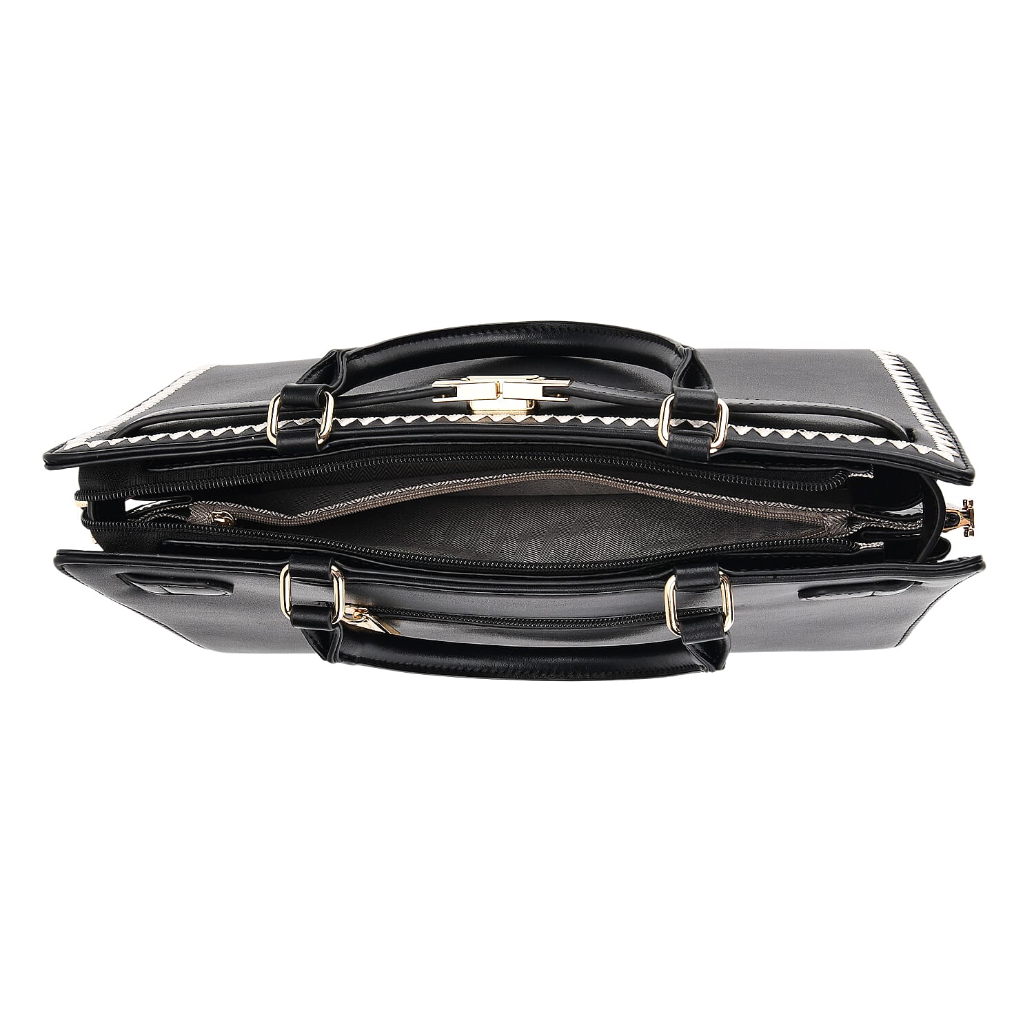 Set of 2 Pearl-Trim Crossbody Satchel Bag (34 cm) with Matching Card Slot Wallet - Black 8242719 7