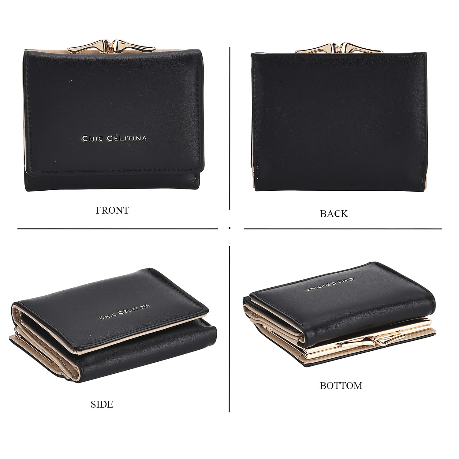 Set of 2 Pearl-Trim Crossbody Satchel Bag (34 cm) with Matching Card Slot Wallet - Black 8242719 8