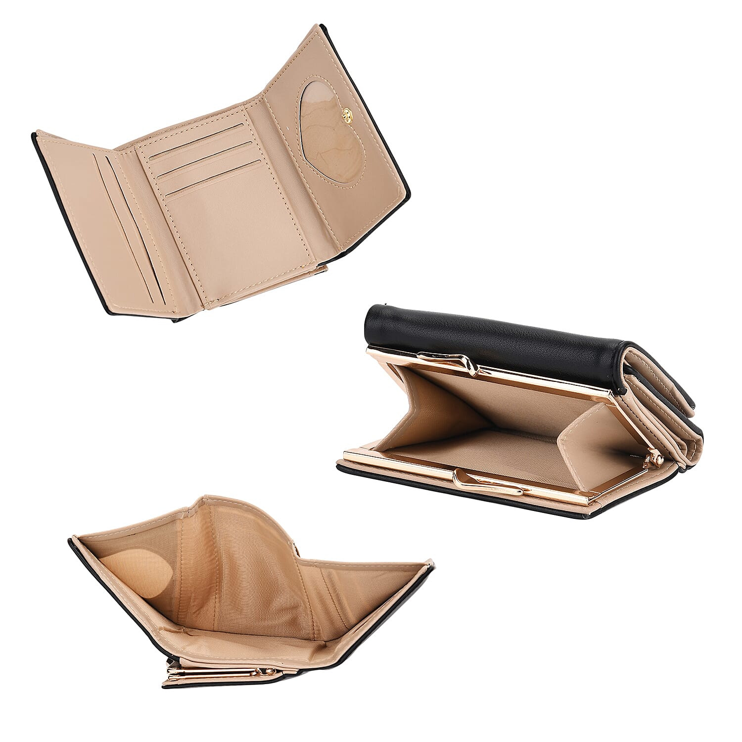 Set of 2 Pearl-Trim Crossbody Satchel Bag (34 cm) with Matching Card Slot Wallet - Black 8242719 9