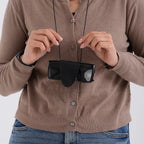 Genuine Leather Magnetic Sunglass Holder Strap - Black
