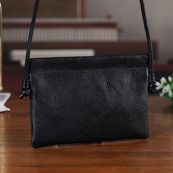 Genuine Leather Slim Crossbody Bag - Black 8413801 2