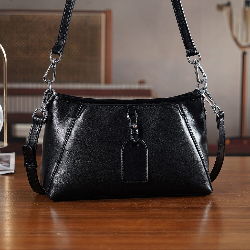 Limited Edition Designer Inspired - Premium Leather Shoulder Bag with Dual Interchangeable Straps - Black