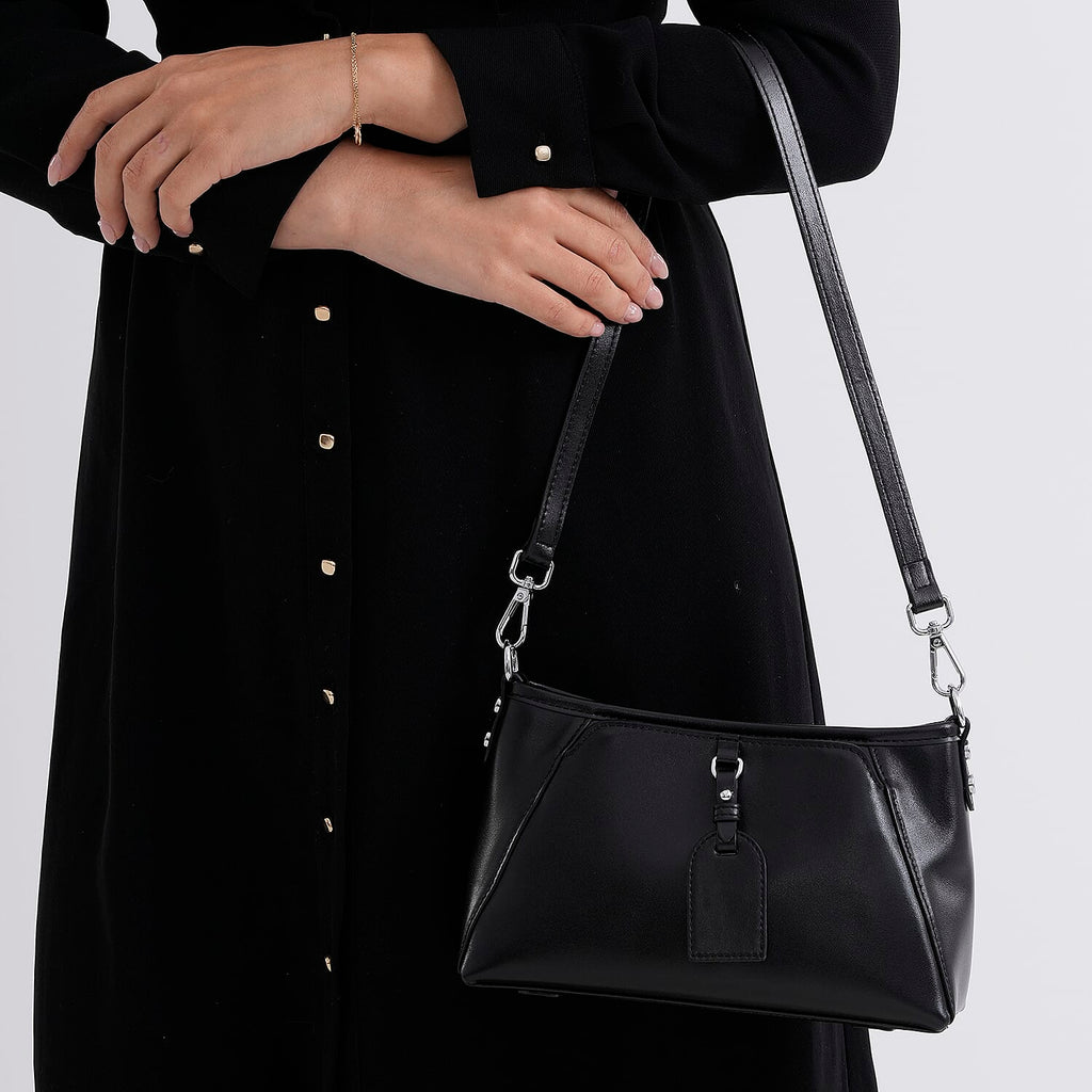 Limited Edition Designer Inspired - Premium Leather Shoulder Bag with Dual Interchangeable Straps - Black