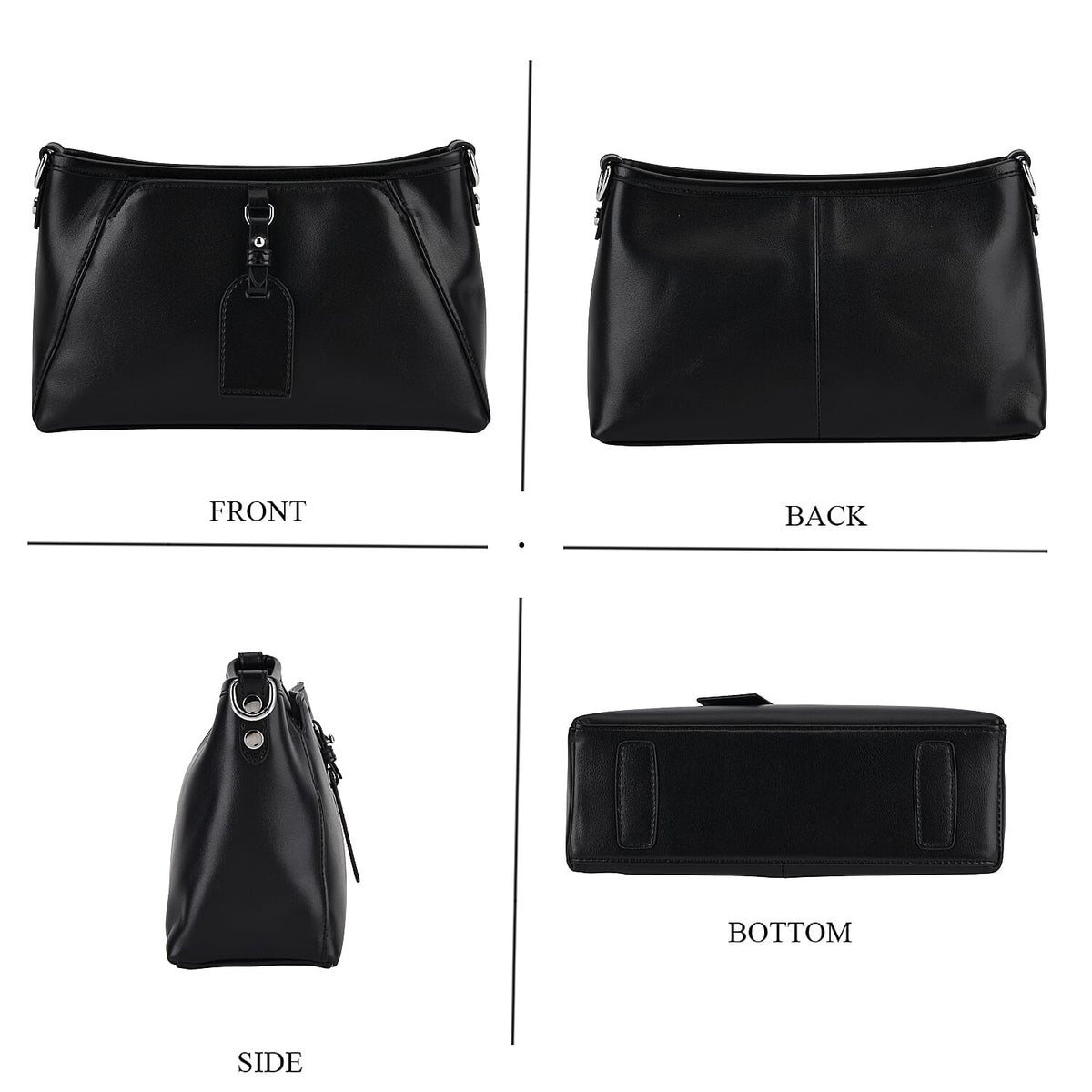 Limited Edition Designer Inspired - Premium Leather Shoulder Bag with Dual Interchangeable Straps - Black 8419378 5