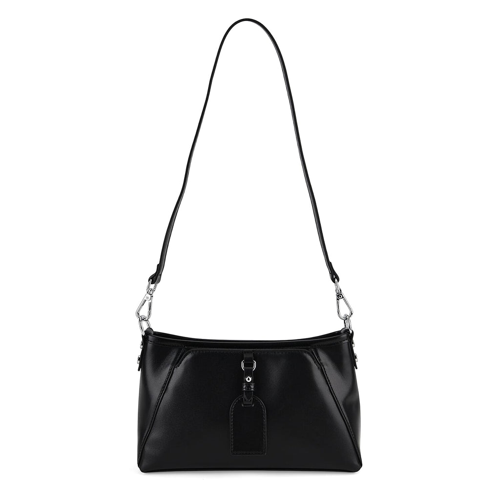 Limited Edition Designer Inspired - Premium Leather Shoulder Bag with Dual Interchangeable Straps - Black
