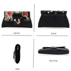 Floral Embroidered Crossbody Bag - Black