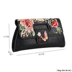 Floral Embroidered Crossbody Bag - Black