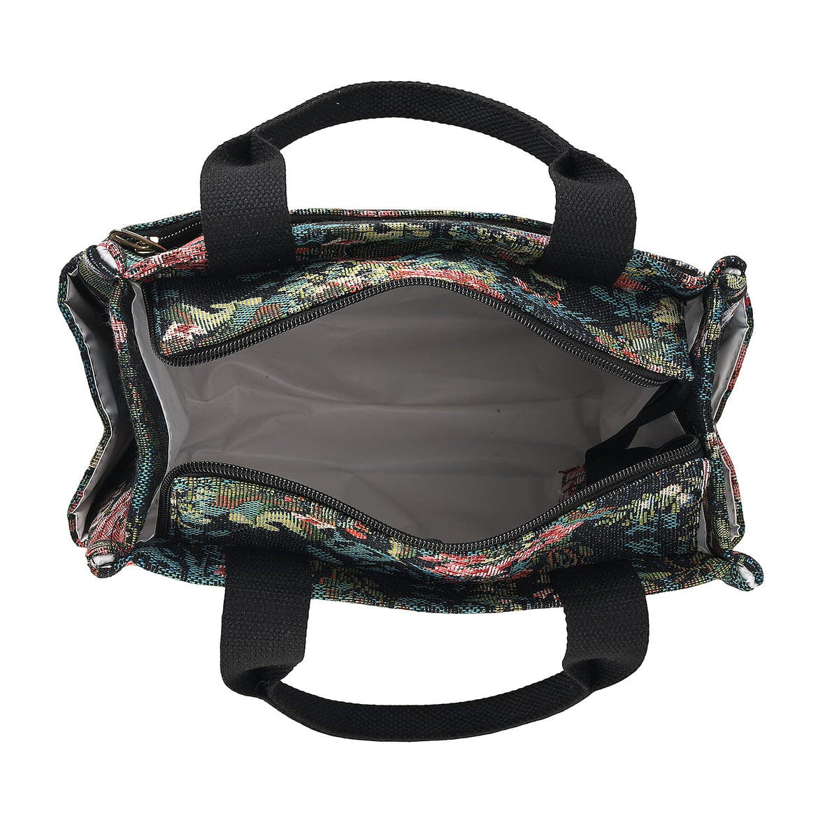Set of 2 Tropical Print Insulated Tote Bags - Black &amp; Multicolour V32514726 5