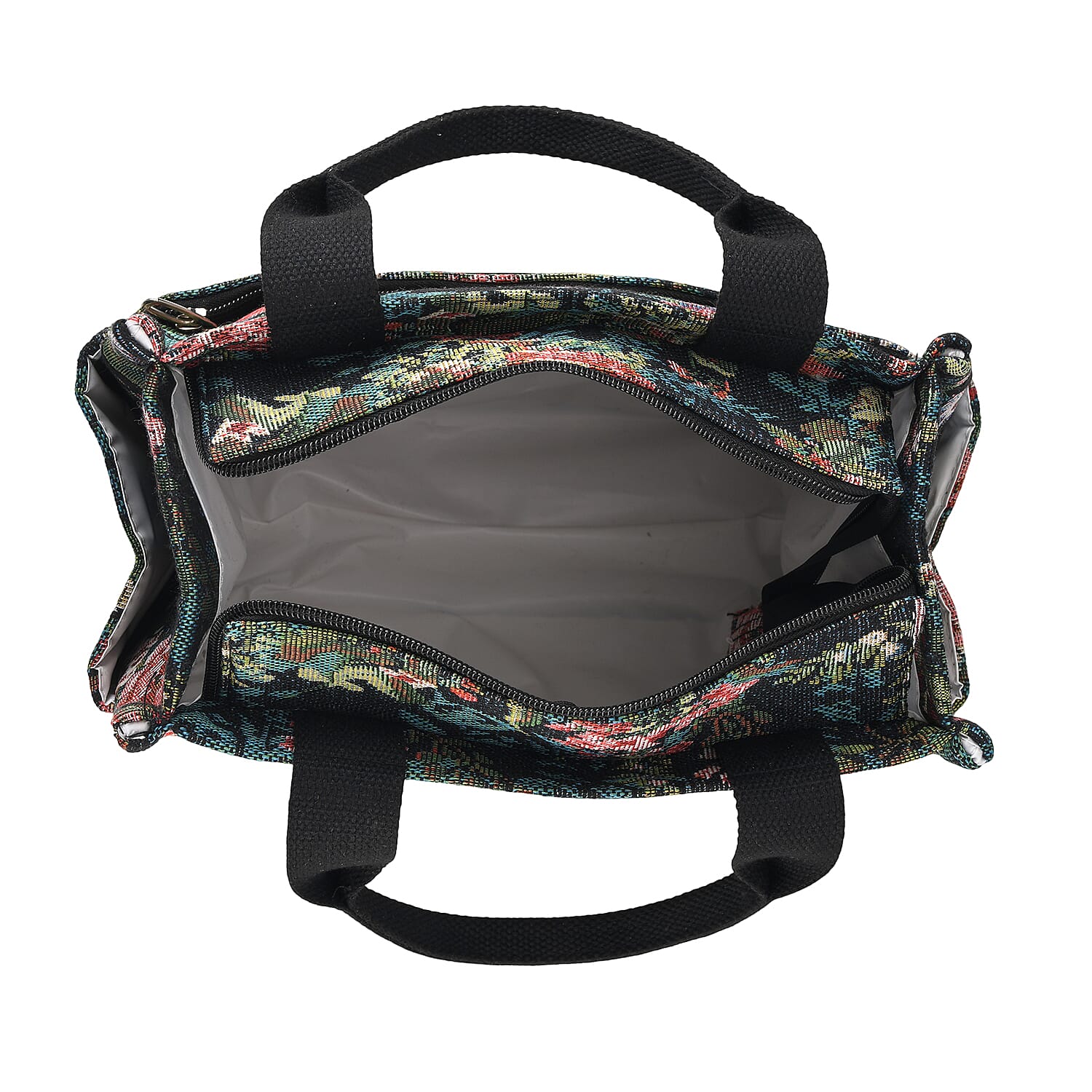 Set of 2 Tropical Print Insulated Tote Bags - Black &amp; Multicolour V32514726 5