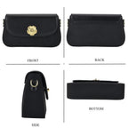 Designer Inspired - Convertible Clutch & Baguette Shoulder Bag with Chain Strap - Black