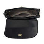 Designer Inspired - Convertible Clutch & Baguette Shoulder Bag with Chain Strap - Black