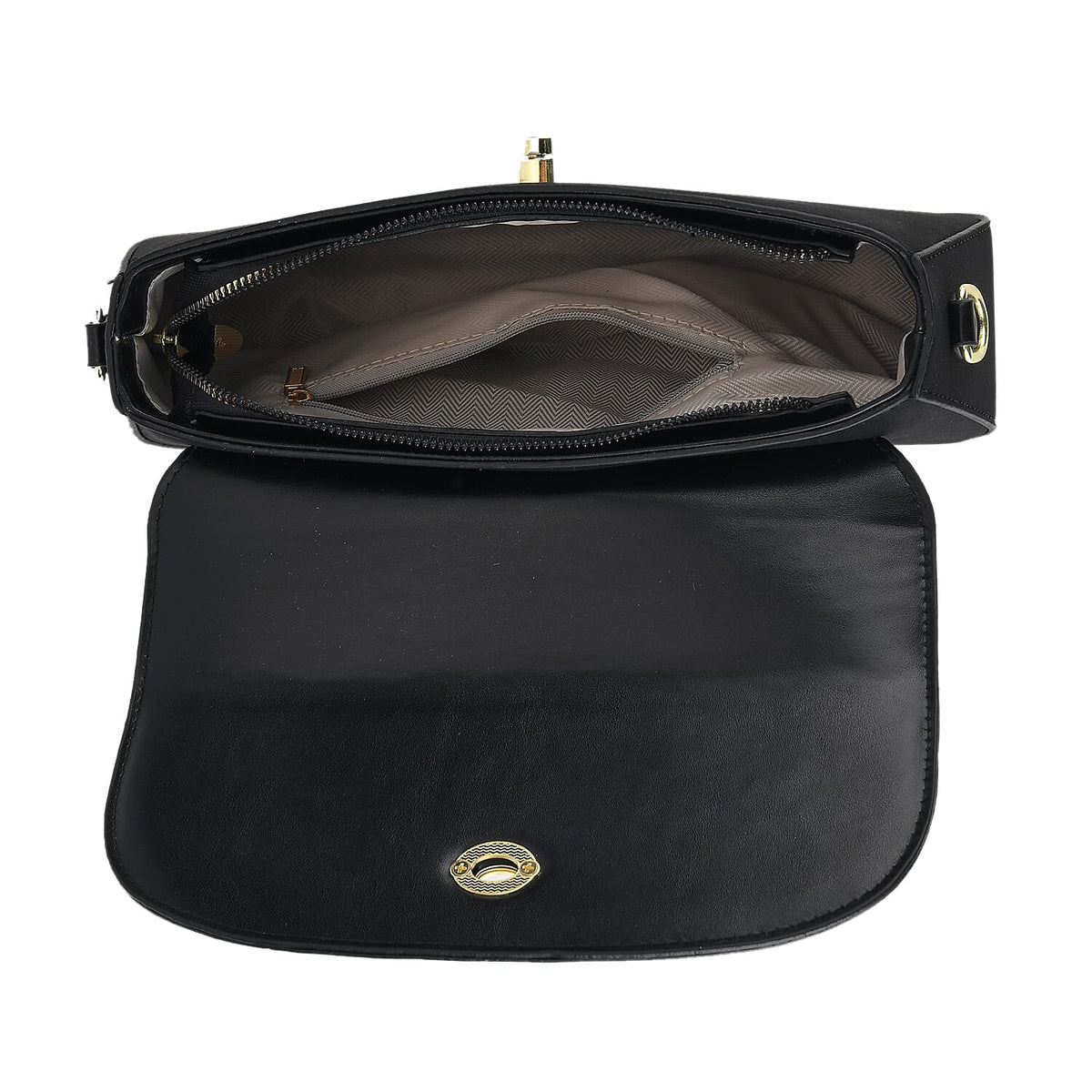 Designer Inspired - Convertible Clutch &amp; Baguette Shoulder Bag with Chain Strap - Black V32537238 7
