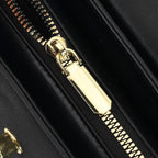 Designer Inspired - Convertible Clutch & Baguette Shoulder Bag with Chain Strap - Black