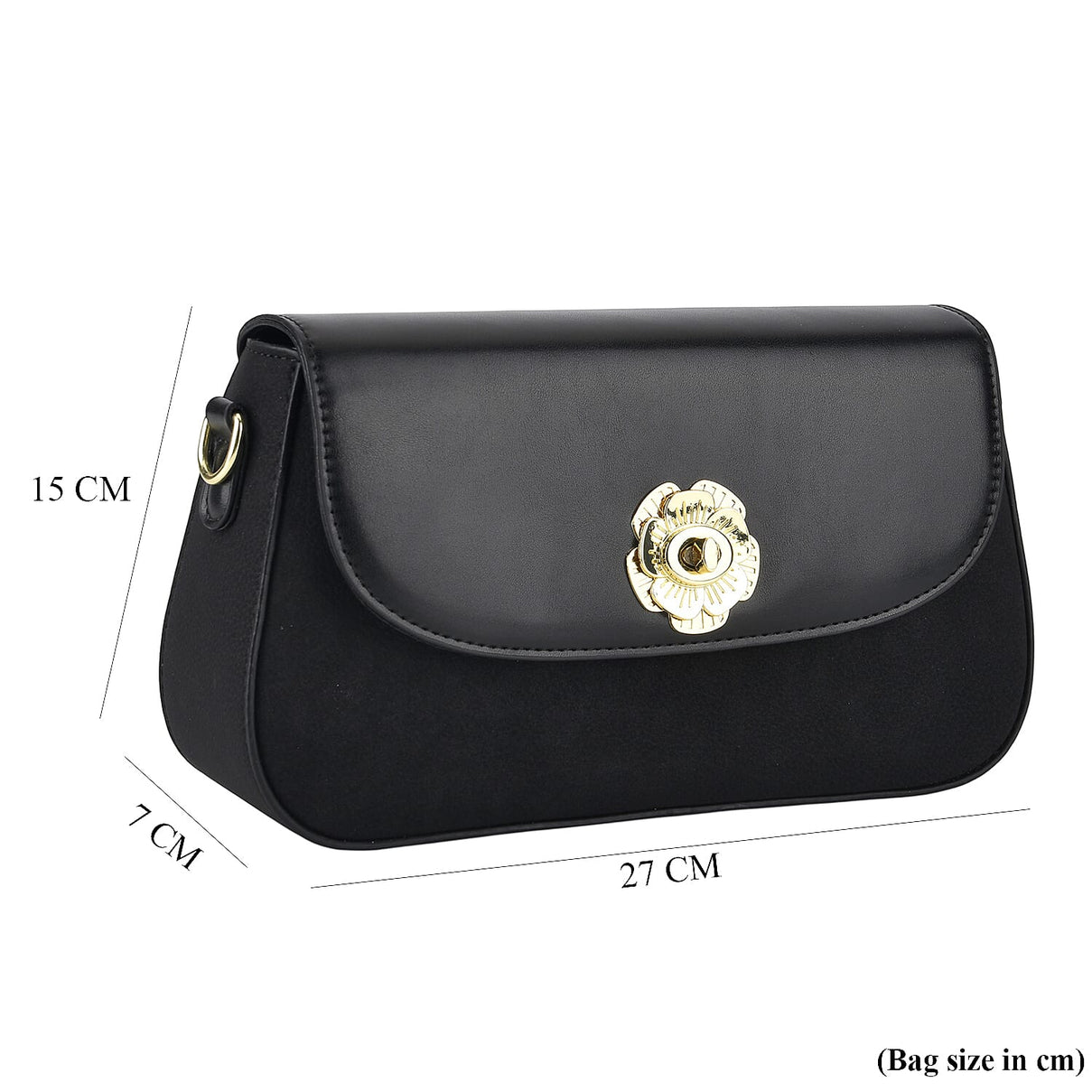 Designer Inspired - Convertible Clutch &amp; Baguette Shoulder Bag with Chain Strap - Black V32537238 9
