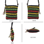 Striped Crochet Messenger Crossbody Bag - Black