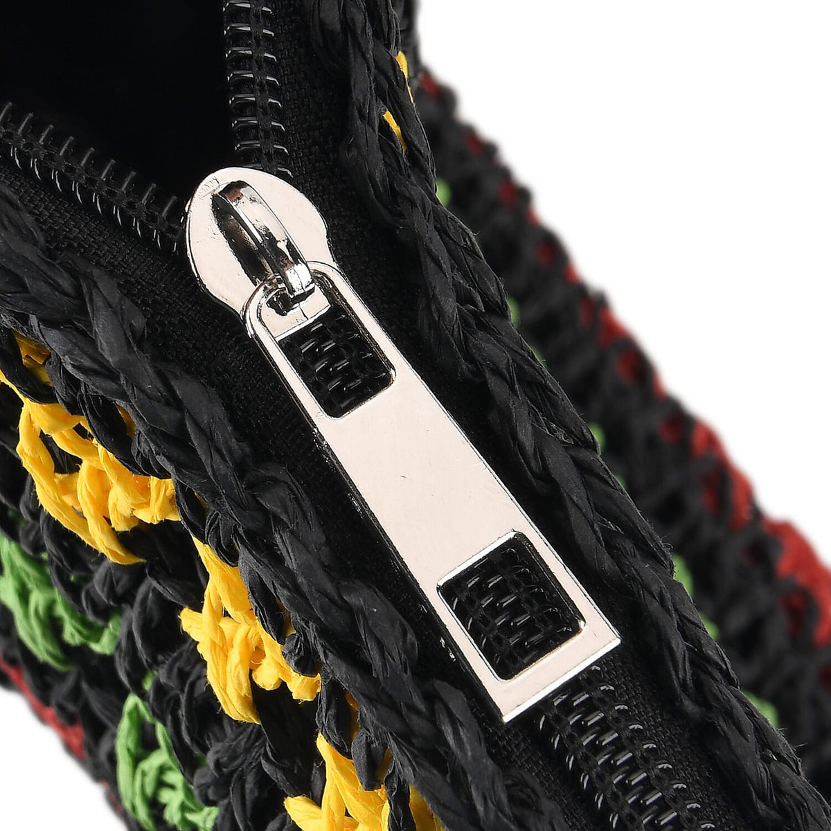 Striped Crochet Messenger Crossbody Bag - Black V32515875 7
