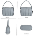 Crossbody Bag with Pleated Design & Top Handle - Blue