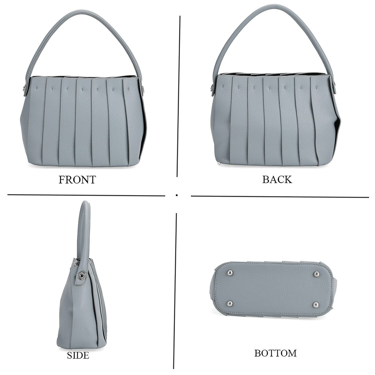 Crossbody Bag with Pleated Design &amp; Top Handle - Blue V32512932 4