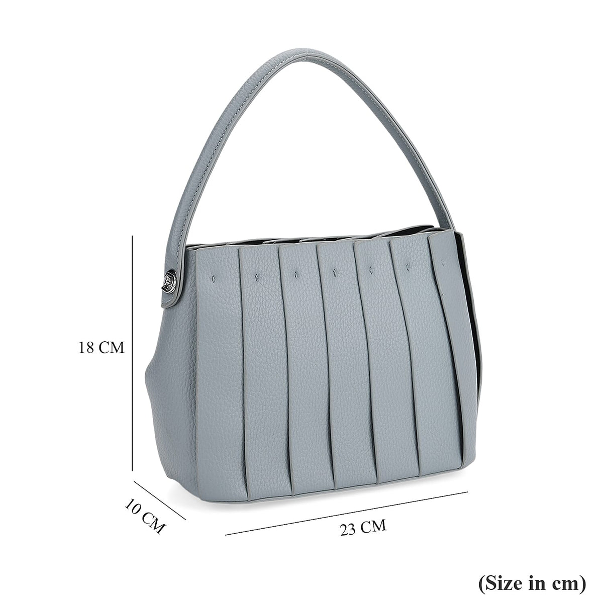 Crossbody Bag with Pleated Design &amp; Top Handle - Blue V32512932 7