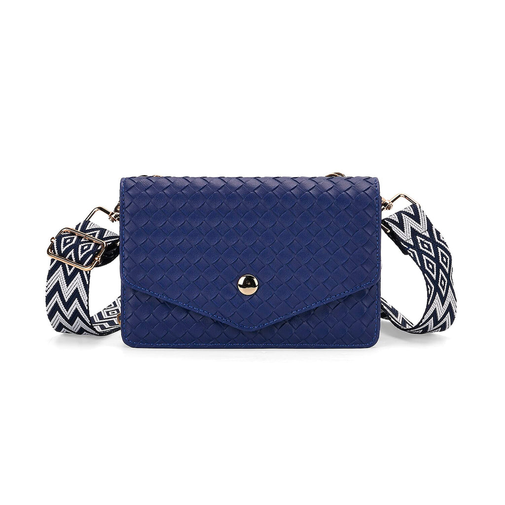 Stylish Crossbody Messenger Bag with Adjustable Strap & Card Slots - Blue
