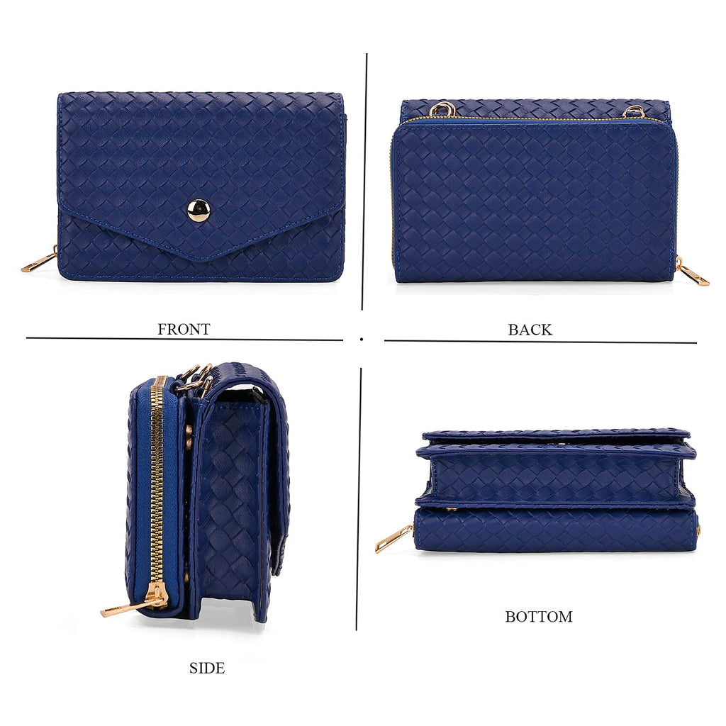 Stylish Crossbody Messenger Bag with Adjustable Strap & Card Slots - Blue