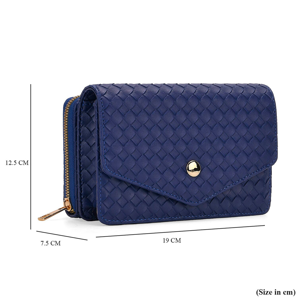 Stylish Crossbody Messenger Bag with Adjustable Strap & Card Slots - Blue